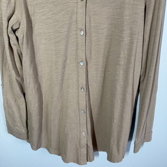 J.Jill Womens Brown Button Down Cotton Tunic Top Size SP Neutral Minimalist - Picture 4 of 12